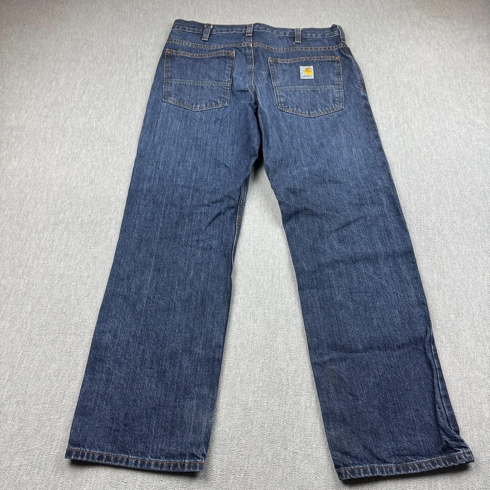 Carhartt Jeans Mens 32X30 Blue Denim Relaxed Fit Straight Workwear Pants 105119